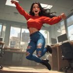 What Happens When Nina Turns the Office into a Celebration? ninajump(1)